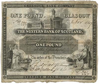 Western Bank of Scotland £1 of 1847. Image courtesy Spink Auctions
