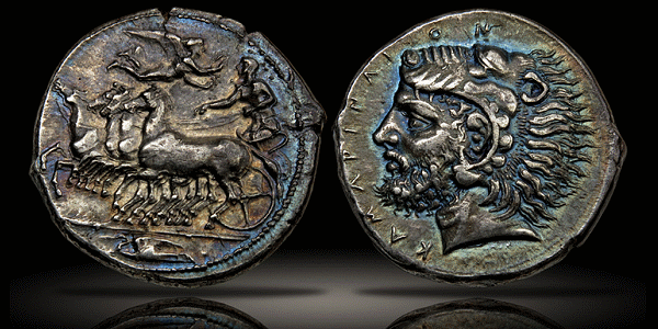 greek coins - SICILY. Kamarina. Ca. 425-405 BCE. AR tetradrachm