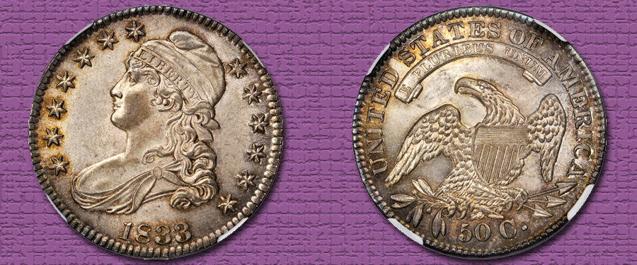 Condition Census Gem 1833 Capped Bust Half Dollar. Images courtesy Stack's Bowers Galleries