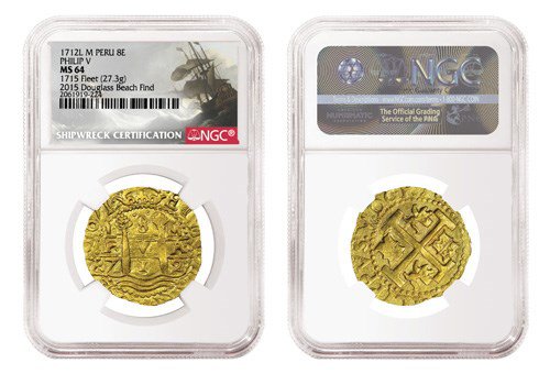 1715 Plate Fleet shipwreck gold coin image gallery. Image courtesy NGC
