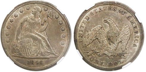 1846 Seated Liberty silver dollar. Images courtesy Daniel Frank Sedwick, LLC