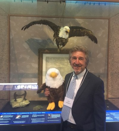 Jeff Garrett at the United States Mint. The photobomber in the background is Peter the Eagle