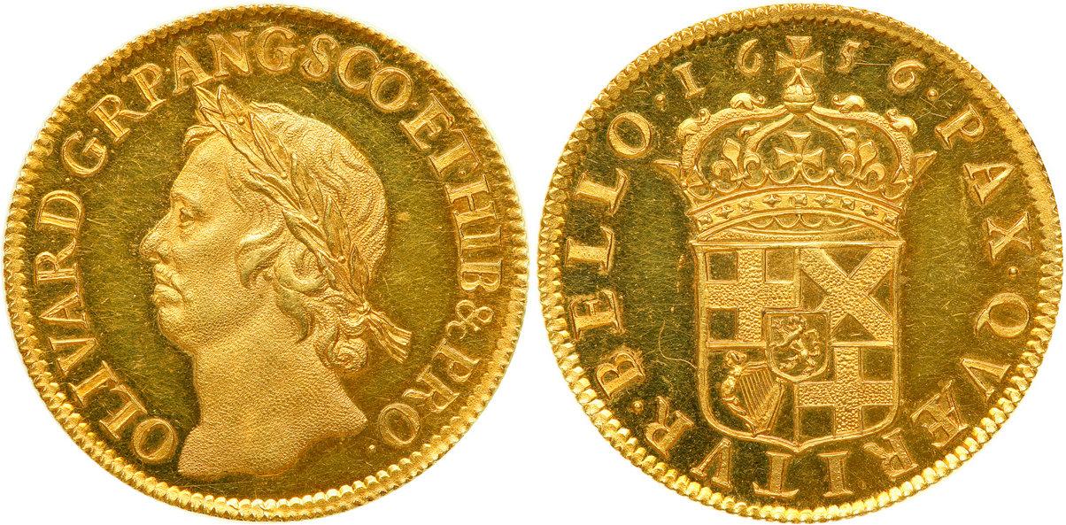 Oliver Cromwell gold pound. Images courtesy SAFE Collecting Supplies