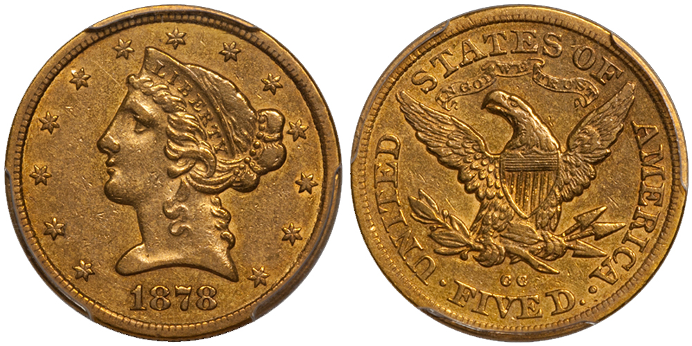 1878-CC $5.00 PCGS EF40. Images courtesy Doug Winter Numismatics