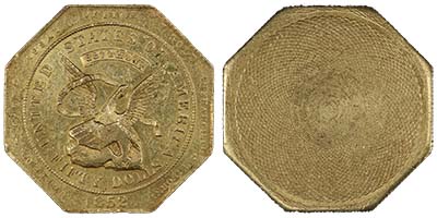 Territorial California Gold 1852 $50 Augustus Humbert. Image courtesy Spink USA