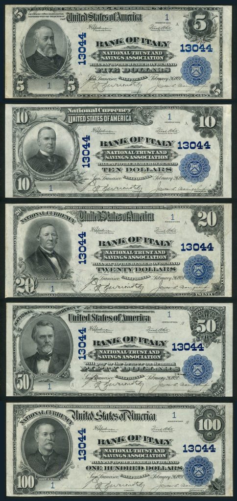 Bank of Italy, National Trust and Savings Association, United States of America, National Currency. Images courtesy Spink and Son