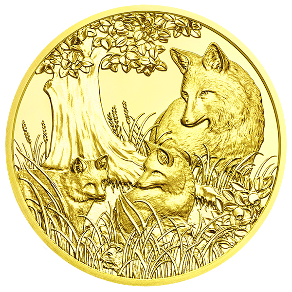 Reverse, Austria 2016 Wildlife in Our Sights: The Fox 100 Euro Gold Coin. image courtesy Austrian Mint
