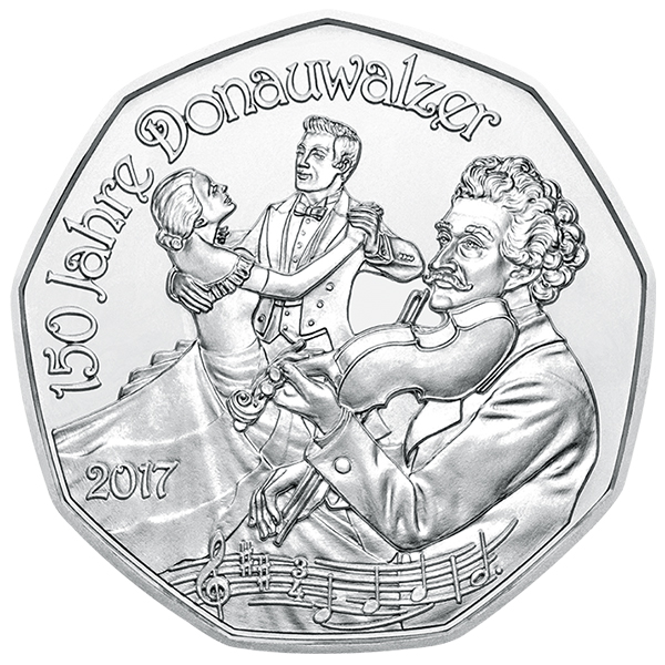 Obverse, Austria 2017 New Year: Waltzing in the New Year 2017 5 Euro Silver Coin. Image courtesy Austrian Mint