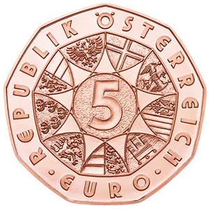 Obverse, Austria 2017 New Year: Waltzing in the New Year 2017 5 Euro Copper Coin. Image courtesy Austrian Mint