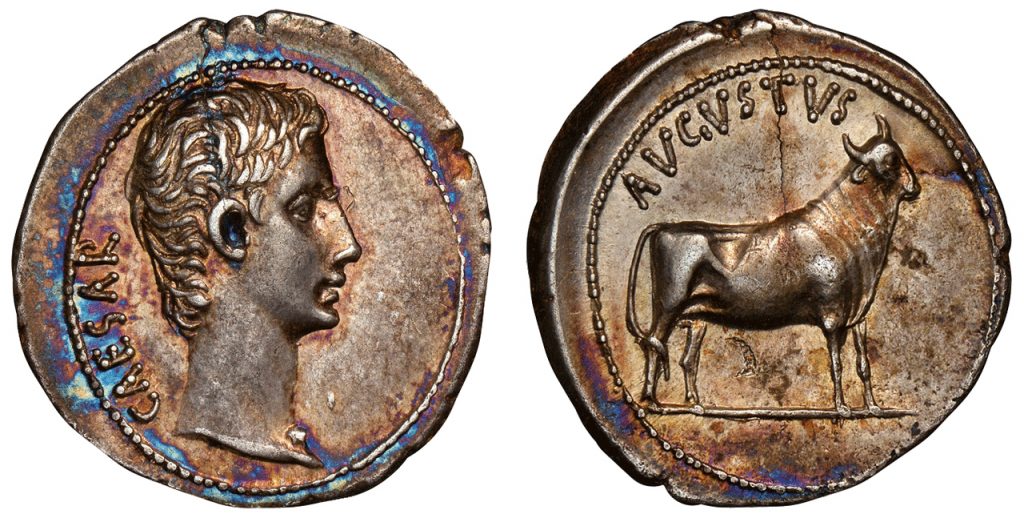 ROMAN IMPERIAL. Augustus. (Emperor, 27 BCE-14 CE). Struck 21-20 BCE. AR Denarius. Images courtesy Atlas Numismatics