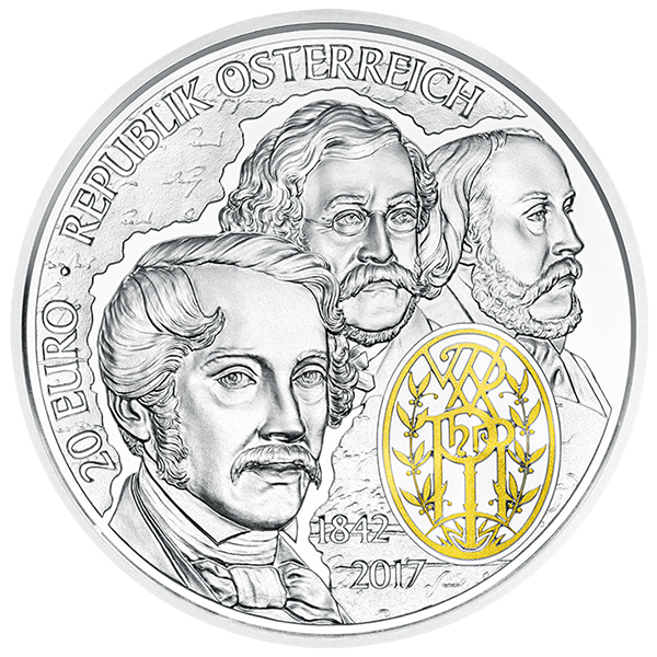 Obverse, Austria 2017 175th Anniversary Vienna Philharmonic Orchestra 20 Euro Silver Proof Coin. Image courtesy Austrian Mint