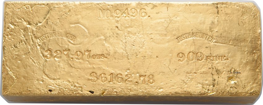 FUN Auction - Justh & Hunter Gold Ingot. 327.97 Ounces. Image courtesy Heritage Auctions
