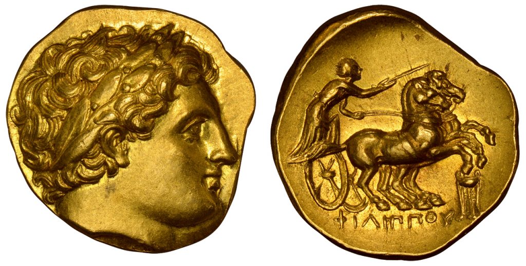 GREEK. KINGDOM OF MACEDON. Philip II. (King, 359-336 BC). Posthumous issue, struck 322-317 BC. AV Stater. Images courtesy Atlas Numismatics