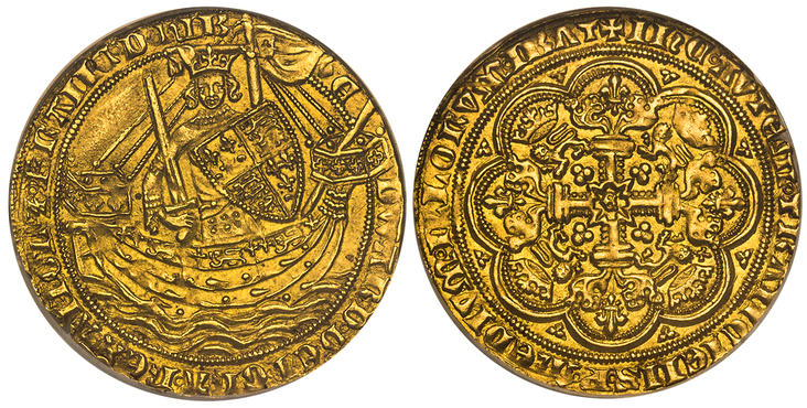 GREAT BRITAIN. England. Edward III. (King, 1327-1377). 1354-55 (ND)-(Cross 2) Noble. Images courtesy Atlas Numismatics