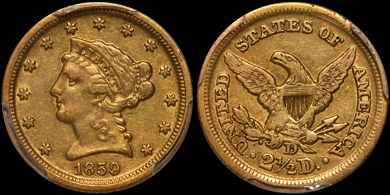 1859-D $2.50 PCGS EF45