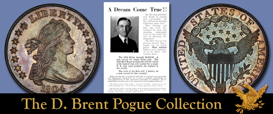 Dexter Specimen of the 1804 silver dollar, for sale in the D. Brent pogue Sale, Part V. Images courtesy Stack's Bowers Auctions