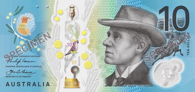 Australian 2017 $10 banknote. Image courtesy Reserve Bank of Australia