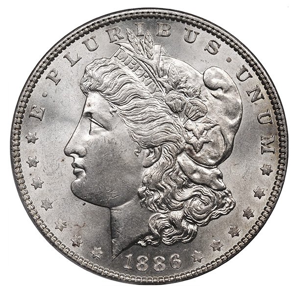 1886 Morgan Dollar obverse.