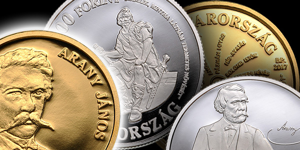 Gold and Silver Coins honoring 200th Birthday of János Arany