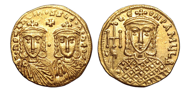 Constantine V Copronymus, with Leo IV and Leo III, AV Solidus. Constantinople, AD 750-756. 