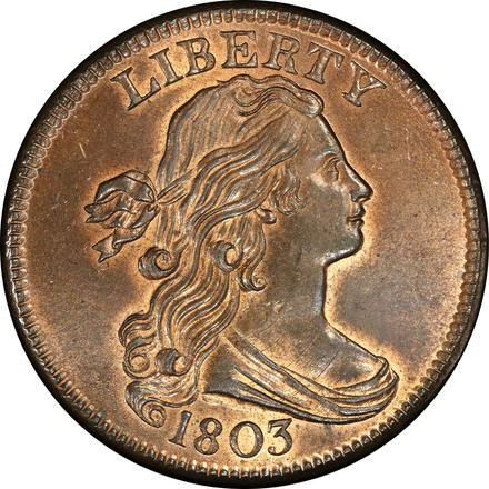 1803 Draped Bust Cent. Sheldon-257. Small Date, Large Fraction.
