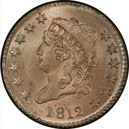 1812 Classic Head Cent. Sheldon-288. Large Date.