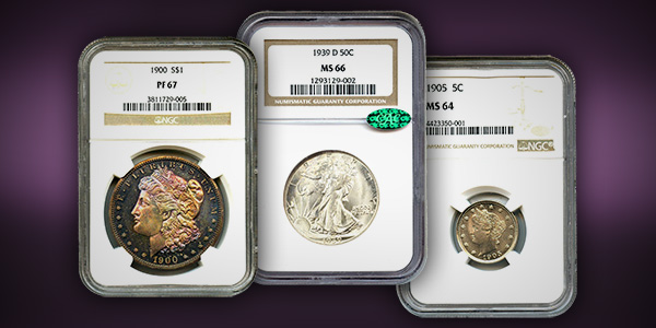 Three coins graded by NGC