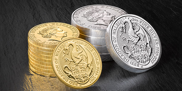 Royal Mint 2017 Queen's Beast Red Dragon Coins in Silver and Gold