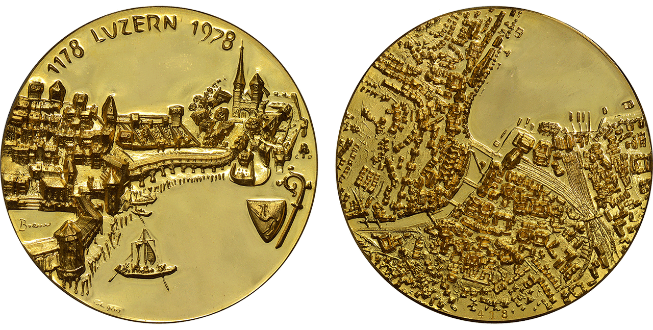 SWITZERLAND. Lucerne Canton. 1978 AV Medal. Images courtesy Atlas Numismatics