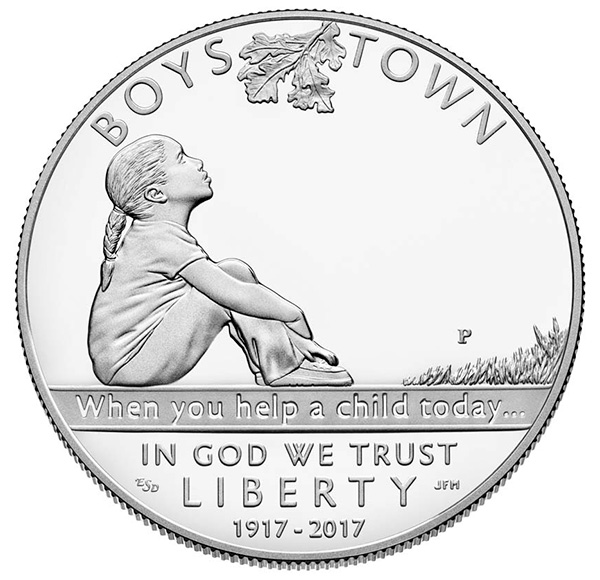2017 Boys Town Silver Dollar Obverse Design