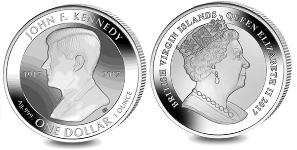 Obverse and Reverse of British Virgin Islands 1 Dollar Coin - Pobjoy Mint