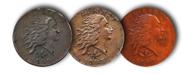 1793 Cent S-5: Original example, repaired example, and documented fake