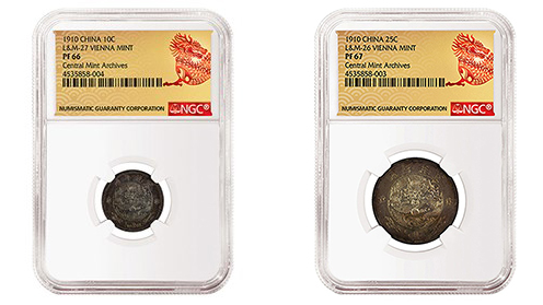 1910 China 10c 25c Vienna Mint, certified by NGC. Images courtesy NGC