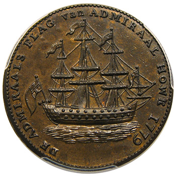 Rhode Island Ship Token in Copper - David Lawrence Rare Coins Auction 959