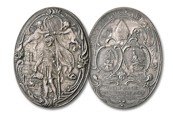 15 – 591. St. Florian. On the visit of the “Club der Wiener Münzen- und Medaillenfreunde”. Silver medal 1894. Very rare. FDC. Estimate: 500 euros. Starting price: 300 euros