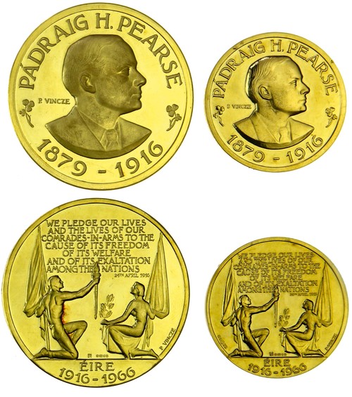 1966 Eire, Padraig H. Pearse 50th anniversary of the Easter Rising gold medallion. Images courtesy Spink