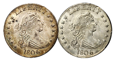 Before and After Conservation: 1806 half dollar