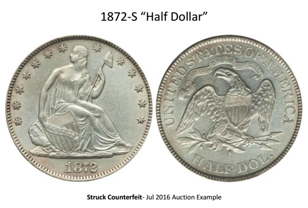 1872-S Liberty Seated "Half Dollar" attribution sheet image 1. courtesy Jack D. Young, EAC