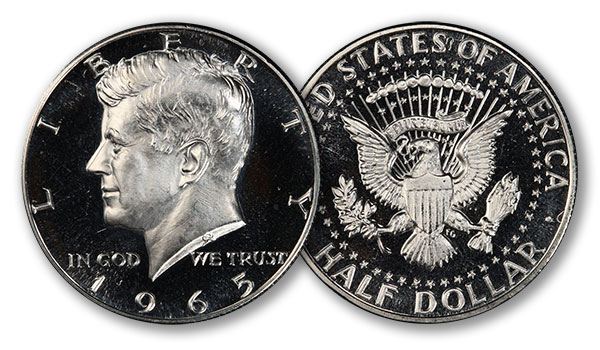 1965 Kennedy Half Dollar in PCGS SP67DCAM