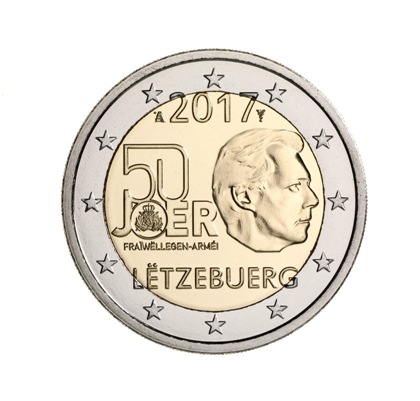 Luxembourg 2017 50th Anniversary of the Volunteer Luxembourg Army 2 euro bimetallic coin