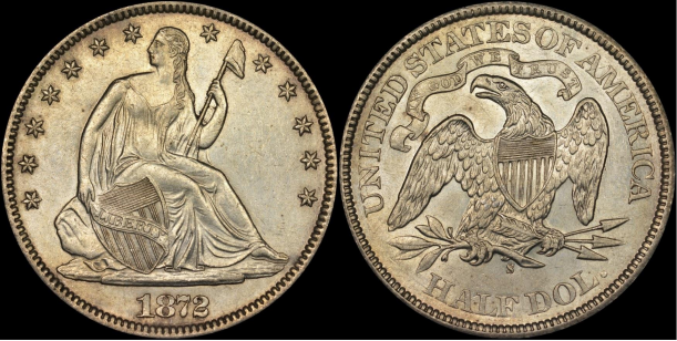 Counterfeit 1872-S Liberty Seated half dollar - Writer's example. Images courtesy NGC