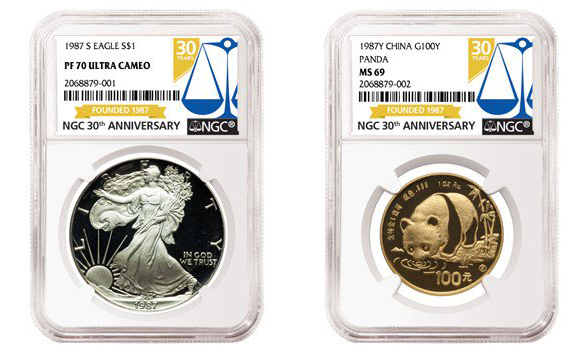 NGC 30th Anniversary labels. Images courtesy NGC