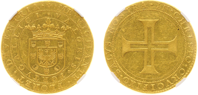 The Netherlands 1640 10 dukat Portugaloser gold coin. Images courtesy Heritage Auctions