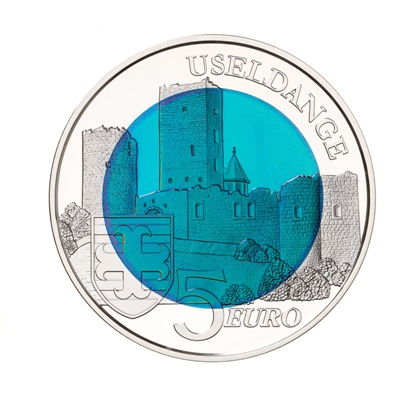 Luxembourg 2017 Castles of Luxembourg: Useldange 5 euro silver niobium bimetallic coin