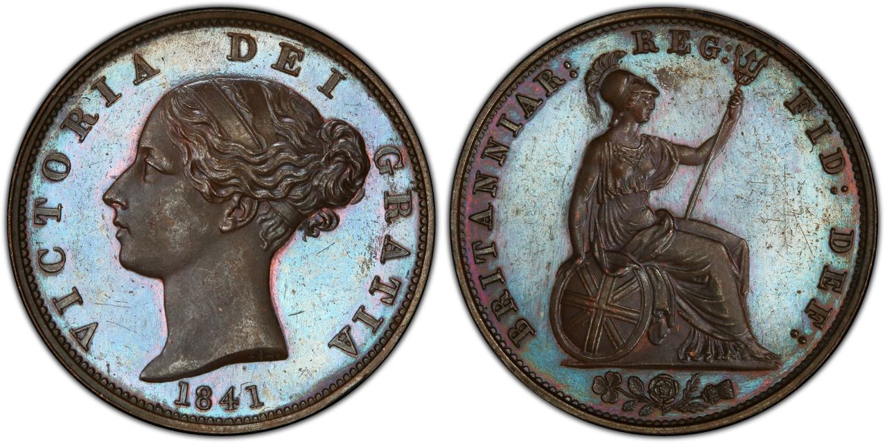 GREAT BRITAIN. Victoria. 1841 Bronzed Copper Halfpenny. Images courtesy Atlas Numismatics