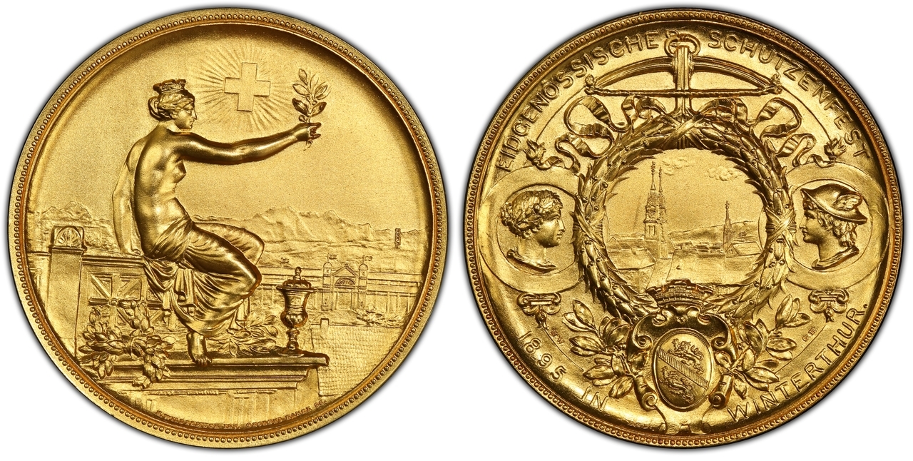 SWITZERLAND. Zurich Canton, Winterthur. 1895 AV Shooting Medal. Images courtesy Atlas Numismatics