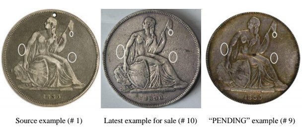 Comparison of source obverse with other items for sale. Images courtesy Jack Young