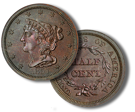 1857 Half Cent in Proof