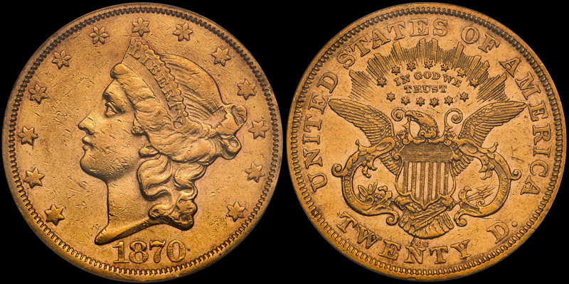 1870-CC $20.00 PCGS EF45. Images courtesy Doug Winter