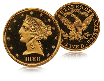 1888 Five Dollars Proof Gold